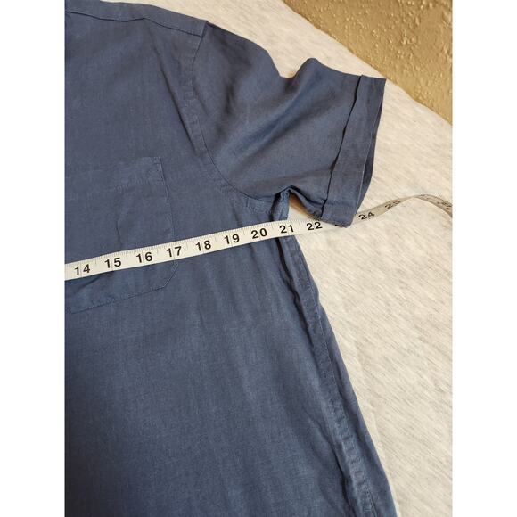 NWT Magaschoni Mens Casual Button Down Shirt Short Sleeve Collared Blue Size M‎ - Picture 6 of 7